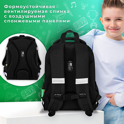 Ранец BRAUBERG KIDS START, 1 отделение, 2 кармана, "Темная машина", 35х26х13 см, 273151