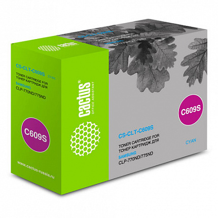 Картридж лазерный CACTUS (CS-CLT-C609S) для SAMSUNG CLP-770/770ND/775/775ND, голубой, ресурс 7000 стр.
