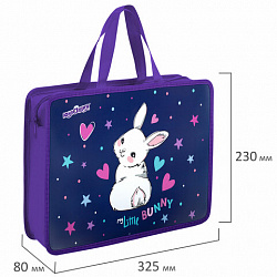 Папка на молнии с ручками ЮНЛАНДИЯ А4, 1 отделение, пластик, 80 мм, "Fluffy Tail", 272161