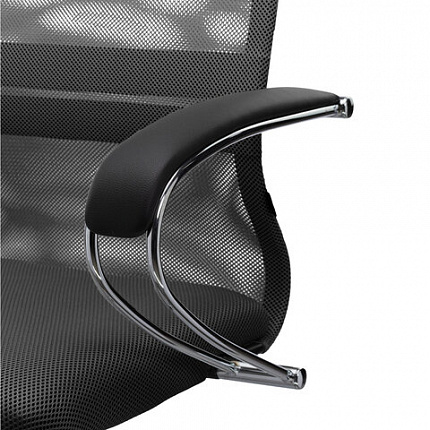 Кресло офисное МЕТТА "SU-B-8" хром, ткань-сетка, сиденье мягкое, черное
