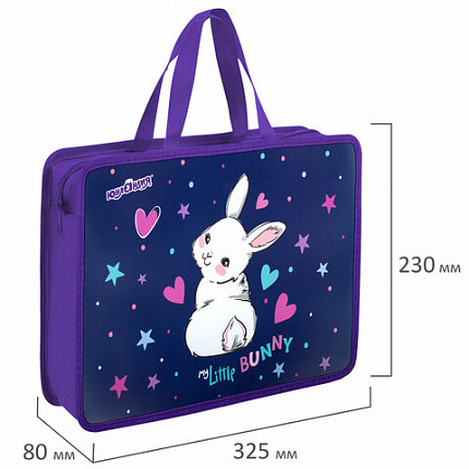 Папка на молнии с ручками ЮНЛАНДИЯ А4, 1 отделение, пластик, 80 мм, "Fluffy Tail", 272161