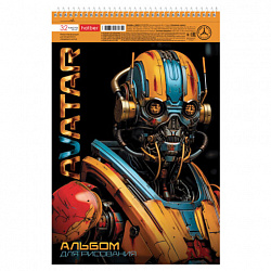 Альбом для рисования А4 32 л., спираль, металлизированный картон, выборочный лак, HATBER, 198х300 мм, "Avatar" (5 видов), 085221, 32А4мтлВсп