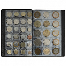 Альбом нумизмата для 138 монет, 125х185 мм, ПВХ, черный, STAFF, 238078