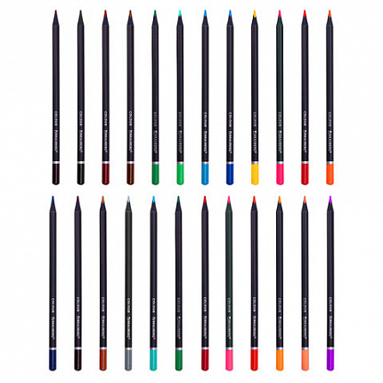 Карандаши цветные чёрное дерево BRAUBERG BLACK WOOD, 24 цвета, трехгранный корпус, грифель мягкий 3 мм, 181949