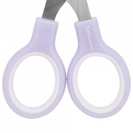 Ножницы BRAUBERG KIDS 130 мм, ручки лавандовые, закругленные лезвия с линейкой, 274061