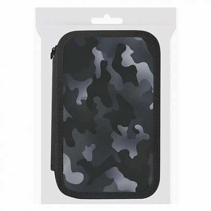 Пенал ПИФАГОР, 3 отделения, ламинированный картон, 19х11 см, "Black camo", 273489