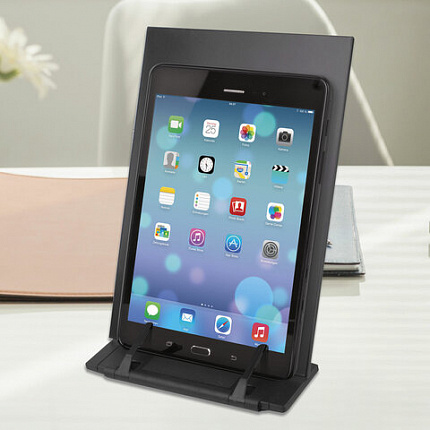 Подставка для книг, учебников BRAUBERG, большая, регулируемый наклон, металл/пластик, черная, 237447