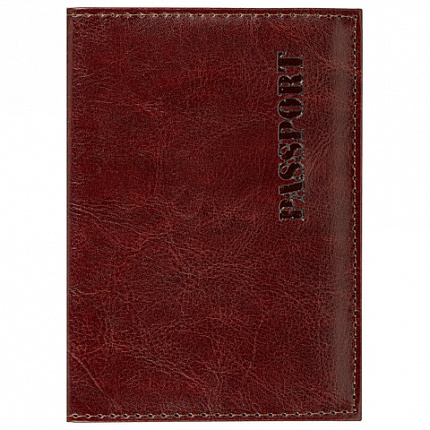Обложка для паспорта STAFF "Profit", экокожа, мягкая изолоновая вставка, "PASSPORT", коричневая, 237184