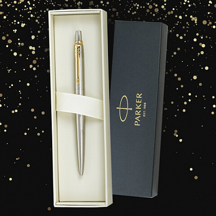 Ручка шариковая PARKER "Jotter Core Stainless Steel GT", ежедневник А5 красный, пакет, 880888