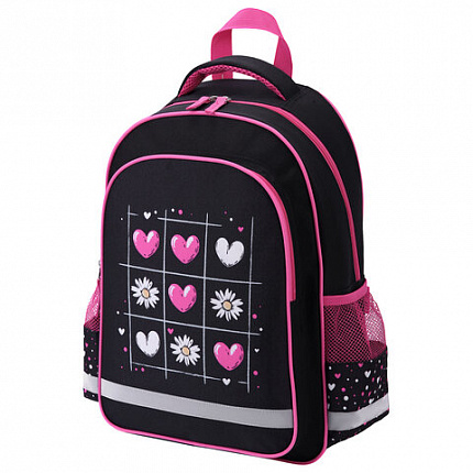 Рюкзак ПИФАГОР SCHOOL, 1 отделение, 3 кармана, "Tic-tac-love", 38x28х14 см, 274438