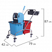 Тележка уборочная, 2 съемных ведра по 25 л, механический отжим, корзина, BRABIX, Турция, 607903