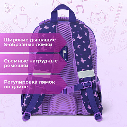 Ранец BRAUBERG KIDS START, 1 отделение, 2 кармана, "Лисичкин дзен", 35х26х13 см, 274407
