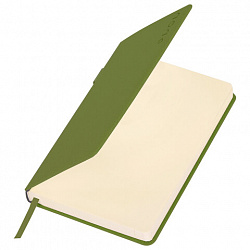 Ежедневник датированный 2026, А5, 138х213 мм, BRAUBERG "Essential", под кожу, держатель, зеленый, 117398