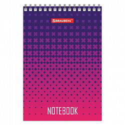 Блокнот МАЛЫЙ ФОРМАТ А6 97х145 мм, 80 л., гребень, картон, клетка, BRAUBERG, "Геометрия", 129834