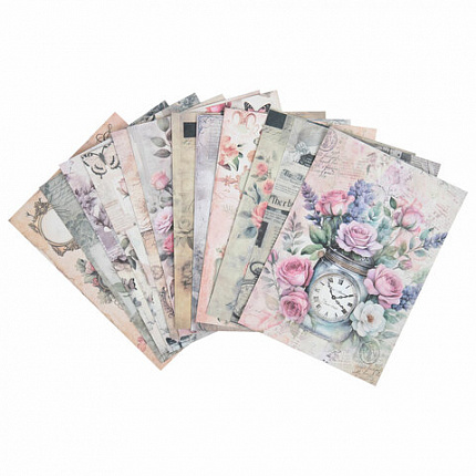 Бумага для скрапбукинга 15х21 см "В винтажном стиле", двусторонняя, 12 листов, 240 г/м2, ОСТРОВ СОКОРВИЩ, 665444