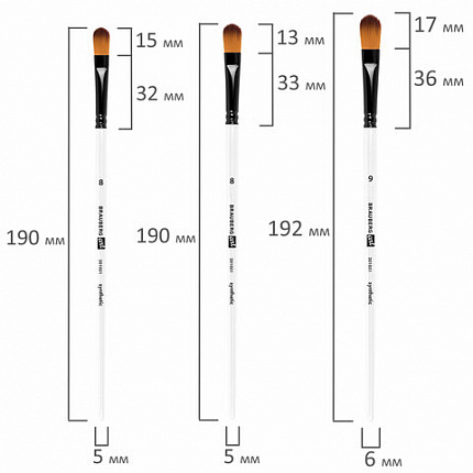 Кисти художественные набор 12 шт, синтетика, овальные № 1-12, BRAUBERG ART DEBUT, КОД