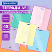Тетрадь пластиковая обложка (прозрачная) А5, 48 листов, скоба, клетка, BRAUBERG "Smart Cover", АССОРТИ (микс в спайке), 405041