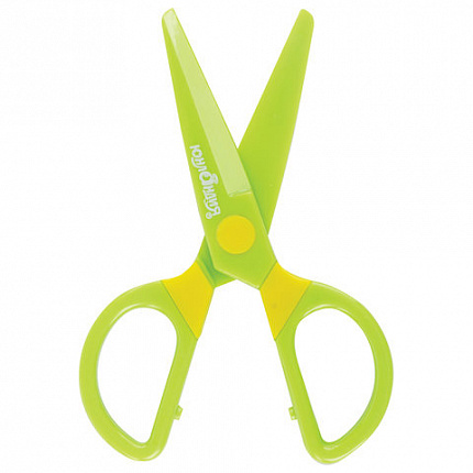 Ножницы ЮНЛАНДИЯ "МУЛЬТЯШКИ", 125 мм, с безопасными пластиковыми лезвиями, зеленые, 236983