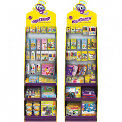 Стойка для размещения товара напольная ЮНЛАНДИЯ, 200х60х40 см, 3 полки, 25 крючков, 504345