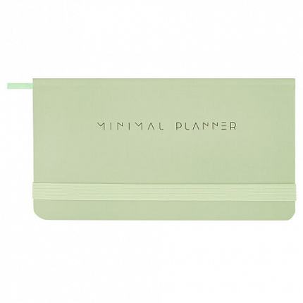 Еженедельник недатированный с резинкой 171х93 мм, BRAUBERG, твердый, 64 л., "Minimal", зеленый, 116314