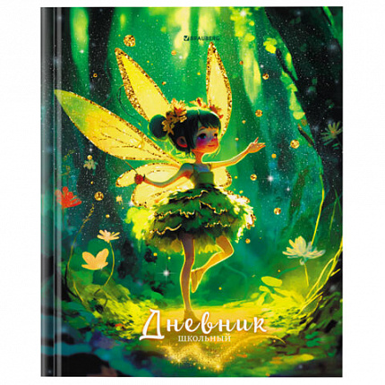 Дневник 1-4 класс 48л, твердый, BRAUBERG, блестки, с подсказом, Фея, 106840