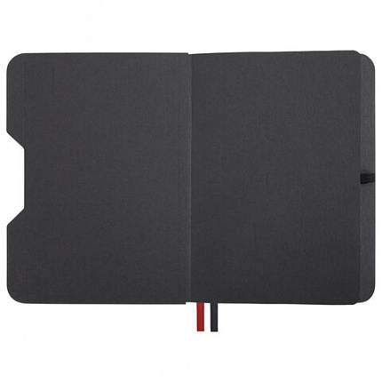 Блокнот А5 (162х218 мм), BRAUBERG "NOTE", под кожу софт-тач, с резинкой, 80 л., клетка, черный, 113437