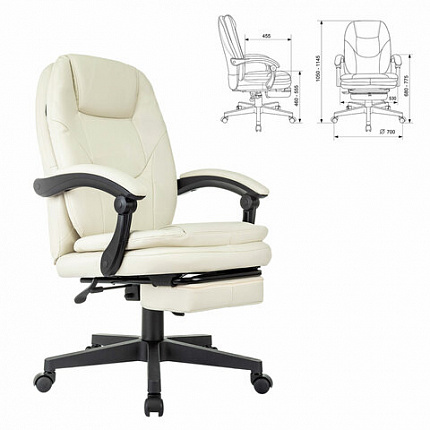 Кресло офисное CH-868N-BF, синхромеханизм, подставка для ног, экокожа, бежевое, 2018357