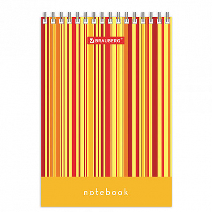 Блокнот МАЛЫЙ ФОРМАТ (97х145 мм) А6, 40 л., гребень, картон, клетка, BRAUBERG, "Полоски", 129822
