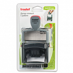 Датер самонаборный, металлический 4 строки + дата, оттиск 56х33 мм, сине-красный, TRODAT 5465, КАССЫ, 126394