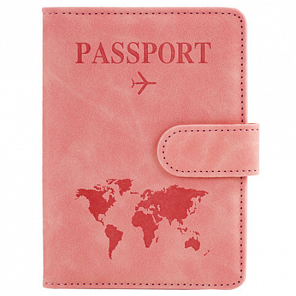 Обложка для паспорта и документов с защитой от считывания, 9 карманов, магнит, экокожа, розовая, BRAUBERG, 238755