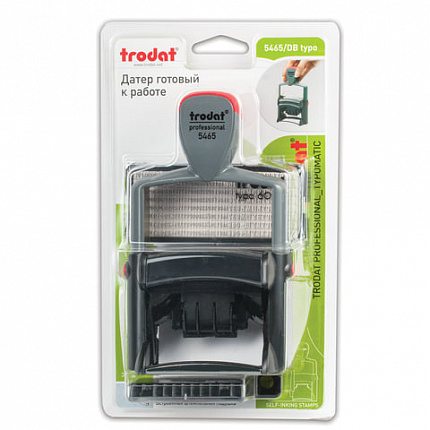 Датер самонаборный металлический, 4 строки+дата, оттиск 56х33 мм, сине-красный, TRODAT 5465, кассы в комплекте