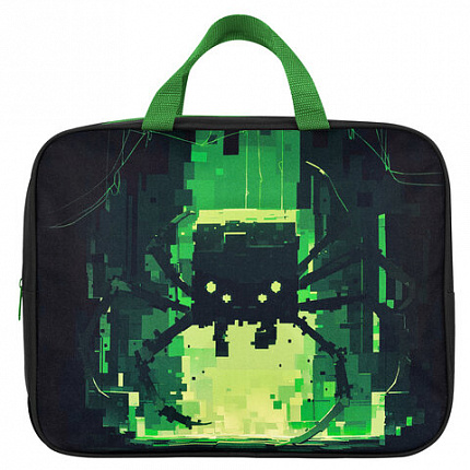 Папка на молнии с ручками BRAUBERG А4, 1 отделение, полиэстер, 80 мм, "Digital spider", 273303