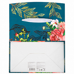 Пакет-коробка подарочный (1 штука) ассорти "Цветы", 22,5х13,5х20 см, тиснение фольгой, ламинация 90077, 90078, 90077