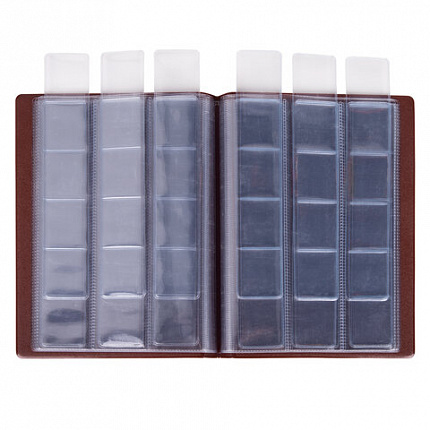 Альбом нумизмата для 90 монет (диаметр до 32 мм), 145х185 мм, коричневый, ОСТРОВ СОКРОВИЩ, 237959