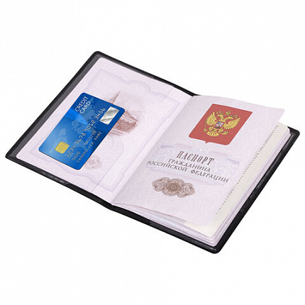 Обложка для паспорта "Passport Map", мягкая экокожа, голубая, STAFF, 238877