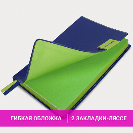 Ежедневник недатированный А5 (138х213 мм), BRAUBERG "AIM", под кожу, 136 л., темно-синий, 113423