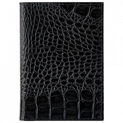 Обложка для автодокументов натуральная кожа кайман, без тиснения, черная, BRAUBERG, 238189