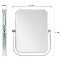 Зеркало настольное BRABIX, 19х16 см, двустороннее, с увеличением, прозрачная рамка, 607423