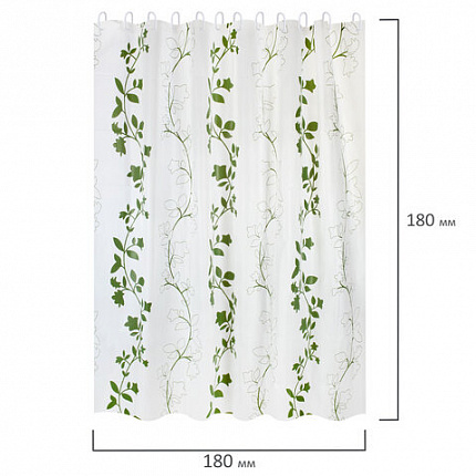 Шторка для ванной PEVA, 180х180 см, кольца в комплекте, дизайн ассорти, РАСТЕНИЯ, PRIMILA (ПРИМИЛА), 700076