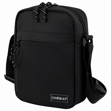 Сумка на плечо HEIKKI COMPACT (ХЕЙКИ), два кармана, черная, 22х17х6 см, 272630