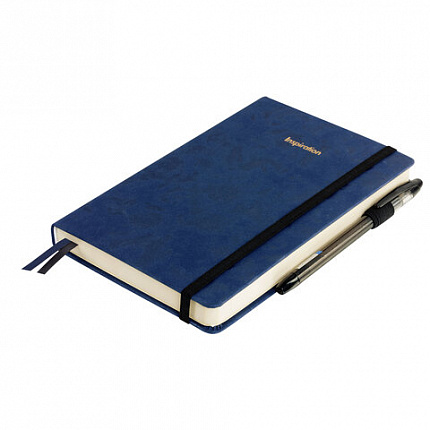 Ежедневник недатированный А5 138x213 мм, BRAUBERG "Velvet", резинка, держатель, 160 л., синий, 116243