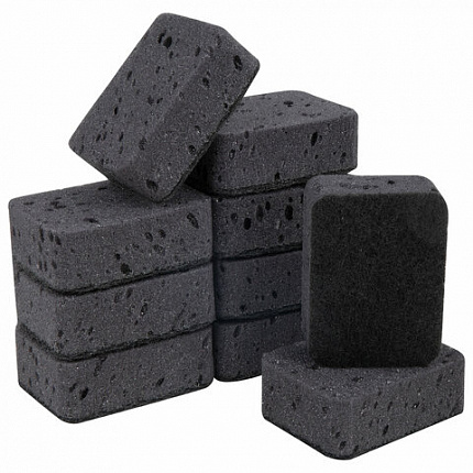 Губки для посуды 9,5х7х3,5 см, КОМПЛЕКТ 10 шт., BIG BLACK, КРУПНОПОРИСТЫЙ поролон с абразивным слоем, LAIMA, 608650