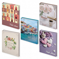 Фотоальбом BRAUBERG на 100 фото 10х15 см, ассорти 5 дизайнов, твердая обложка, 391444
