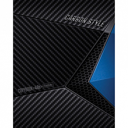 Тетрадь А5, 48 л., HATBER, скоба, клетка, выборочный лак, "CarbonStylee" (микс в спайке), 068127, 48Т5вмВ1