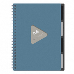 Тетрадь обложка пластик, А4 80 л., гребень, 4 разделителя, клетка, BRAUBERG, синий, 405364