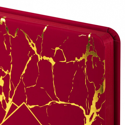 Ежедневник датированный 2026 А5 138x213 мм, BRAUBERG "Goldy", под кожу, цветной срез, красный, 117471