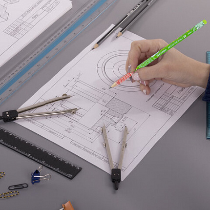 Карандаш чернографитный BRAUBERG "AROUND THE WORLD", 1 шт., HB, с ластиком, корпус ассорти, 181747