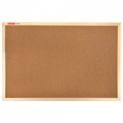 Доска пробковая для объявлений 60х90 см, деревянная рамка, BRAUBERG Wood, 238311