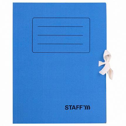 Папка архивная с завязками А4 (325х250 мм), 75 мм, до 700 листов, микрогофрокартон, СИНЯЯ, STAFF, 128870