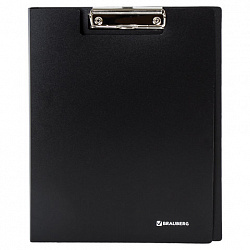 Папка-планшет BRAUBERG "Стандарт", А4 (310х230 мм), с прижимом и крышкой, пластик, черная, 0,9 мм, 221646